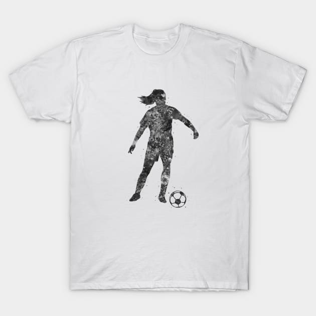 Soccer player girl black and white T-Shirt by Yahya Art